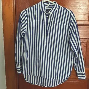 J.Crew blue and white striped blouse. Size 2